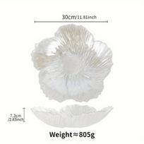 Perlamutrinis baltas vaisių indas, stiklinė lėkštė. , didelis - 30 cm