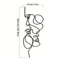 Metalinė sienų dekoracija minimalistinė veido linijų, 50 cm / 19,69 colio