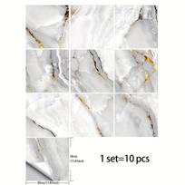 Lipnūs marmuro rašto plytelių lipdukai, 10 vnt., 10 vnt * 29,97 cm * 29,97 cm