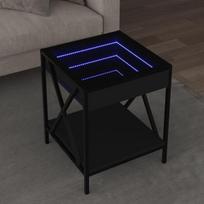 Kavos staliukas su infinity led lemputėmis, juodas, 40x40x49cm