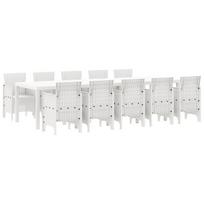 vidaXL Sodo valgomojo komplektas 11 pcs Balta Ratana ir Plienas