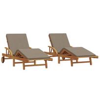 vidaXL Saulės gultas 2 pcs Tortora 200 x 67 x 84 cm