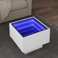 Šoninis staliukas su led, baltas, 40x40x30cm, apdirbta mediena