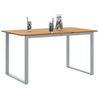 Lauko valgomojo stalas Pilkas 140x80x75 cm Plienas ir masyvi akacijos mediena