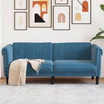 Dvivietė sofa, mėlynos spalvos, aksomas