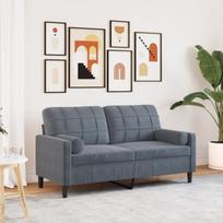 vidaXL Dvivietė sofa su pagalvėlėmis, tamsiai pilka, 140cm, aksomas