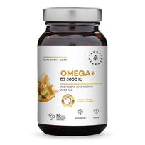 AURA HERBALS Omega+ Vitaminas D3 2000 TV /cholekalciferolis/ 50 mcg (60 kapsulių).