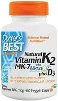 DOCTOR'S BEST Vitaminas K2 MK7 ir D3 (60 kapsulių)