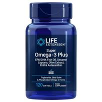 LIFE EXTENSION Super Omega-3 Plus EPA/DHA su sezamo lignanais, alyvuogių ekstraktu, krilio aliejumi ir astaksantinu EU (120 kapsulių).