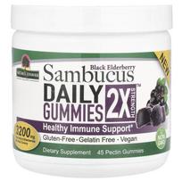 NATURE'S ANSWER Sambucus Daily Gummies 2X stiprumo juodojo šeivamedžio uogos - Juodasis šeivamedis (45 gels)