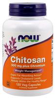 NOW FOODS Chitozanas - chitozanas 500 mg + chromas 100 mcg (120 kapsulių).