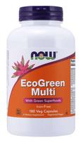 NOW FOODS EcoGreen Multi - vitaminų ir mineralų rinkinys be geležies (180 kapsulių).
