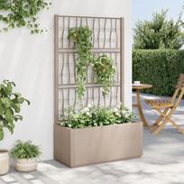 Sodo lovelis su treliažu, 80x36x140 cm, šviesiai rudas, PP