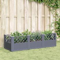 Sodo lovelis su kuoliukais, 123,5x43,5x43,5 cm, pilkas, PP