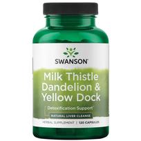 SWANSON Milk Thistle, Dandelion & Yellow Dock - Pieno raktažolės, kiaulpienės ir geltonosios uolaskėlės (120 kapsulių).
