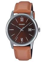 Klasikinis vyriškas laikrodis Casio su rudu odiniu dirželiu