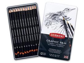 Grafitinis pieštukas Derwent Graphic 12vnt. 9B-H metalinė dėžutė