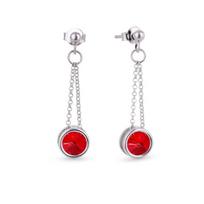 Sidabriniai auskarai moterims DiamondSky „Bonbon (Light Siam)" su Swarovski kristalais