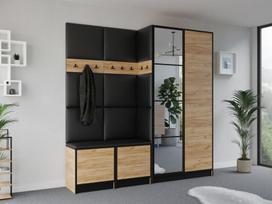 Prieškambario komplektas Eden 21, ąžuolas/juodas, eko oda
