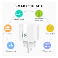 Elektriniai jungikliai, lizdai Tuya WiFi Smart 20A Power Mornitor Energiją taupantis laikmačio lizdas Smart Life valdymas balsu, paprasta naudoti