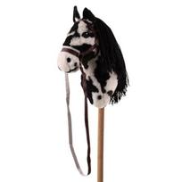 Medinis arkliukas su pavadžiu ant lazdos Hobby Horse, juodai margas