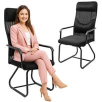 Juoda ergonomiška konferencinė biuro kėdė su tinkliniu atlošu – patogi ir kvėpuojanti