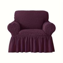 Neslystantis sofos užtiesalas su sijonu,  Tamsiai violetinė