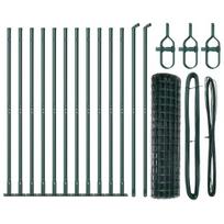 vidaXL Tvora su stulpais Žalia 0,8 x 25 m Plienas ir PVC