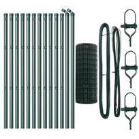 vidaXL Tvora su stulpais Žalia 0,4 x 25 m Plienas ir PVC