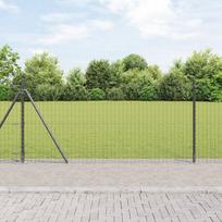 vidaXL Tvora su stulpais Pilka 0,8 x 25 m Plienas ir PVC