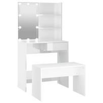 Kosmetinio staliuko，makiažo stalo komplektas su LED, baltas, mediena, blizgus CFE4682950