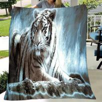 Minkšta 3D tigro flanelinė antklodė, 150x200 cm (59x79 colių)