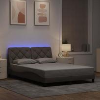 vidaXL Lovos rėmas su LED be čiužinio, taupe spalvos, 140x200 cm