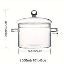 Stiklinis puodas su medine rankena, 3000 ml