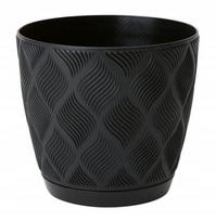 Gėlių vazonas juodas 13,7x14,8 cm ECO plastikas su pagrindu Flow Petite