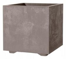 Kvadratinis lauko vazonas Deroma Cubo Millennium, 39 cm, smėlio spalvos