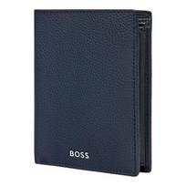 Kortelių laikiklis su atvartu ir pinigine kišene BOSS Classic Grained Navy