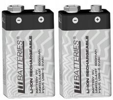 Akumuliatorius Liibaterijos galinga įkraunama ličio jonų baterija 9v usb-c 2v 500mah 9v