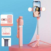 Telefono laikiklis Savitarnos lazda telefono laikiklis su apšvietimu., „Selfie Stick“ (su dvigubomis lemputėmis) + laikymo krepšys + 7 mygtukai