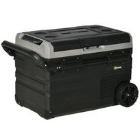 Automobilinis šaldytuvas Automobilinis šaldytuvas 40L su LED apšvietimu, kompresorinis automobilinis šaldytuvas, transportavimo ratukai, 12/24V DC ir 110-240V AC, pilka+juoda