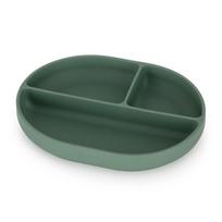 Silikoninė lėkštė su skyreliais Petite&Mars Misty Green, žalia