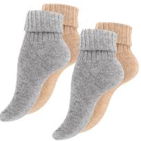 Vilnonės alpaka kojinės moterims Vca Textil®, pilkos/smėlio salvos, 4 poros