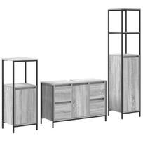 vidaXL Vonios baldų rinkinys su stalčių 3 pcs Pilkas sonoma ir Juodas