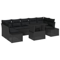 vidaXL Sofos komplektas su pagalve 8 pcs Juoda poliratanas