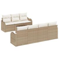 vidaXL Sodo Sofų Rinkinys su pagalve 8 pcs Bežinė ir kreminė