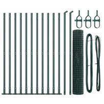 vidaXL Tvora su stulpais Žalia 1,2 x 25 m Plienas ir PVC