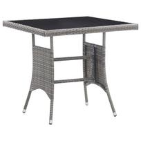 vidaXL Sodo stalas, pilkos spalvos, 80x80x74cm, poliratanas