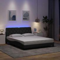 vidaXL Lovos rėmas su LED be čiužinio, tamsiai pilkas, 160x200 cm