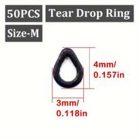 Lašo formos žvejybos sistemos žiedas, juodas, 50vnt-Tear Drop-M