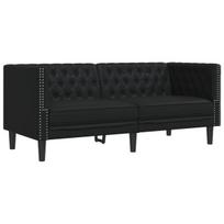Dvivietė chesterfield sofa, juodos spalvos, dirbtinė oda